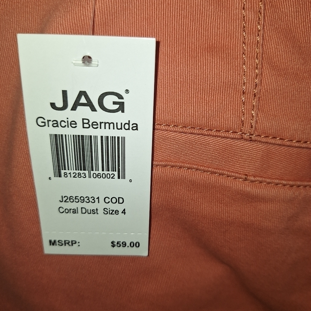 🌟 Jag Gracie Pull On Bermuda Shorts In Coral Dust Size 4 NWT - Picture 5 of 6
